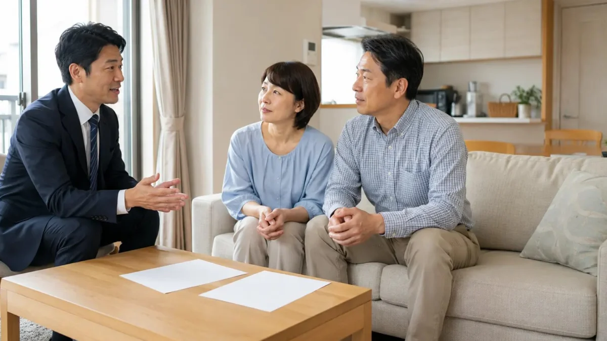 年最新版】大野城市のマンション売却について不動産担当者へ相談する夫婦